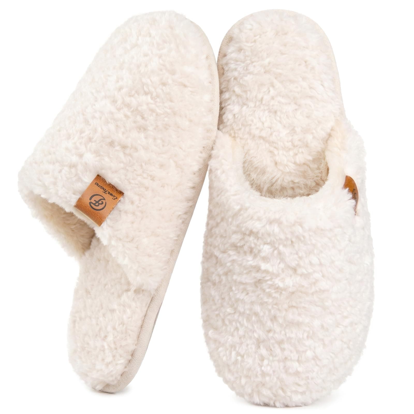 EverFoams Women's Fuzzy Slippers Warm Cozy Memory Foam Indoor House Shoes